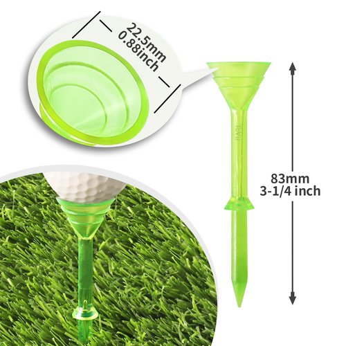 ToVii 3-1/4" Big Cup Plastic Golf Tees 40 Pack｜Excellent Durability and Stability Tees |Golf Plastic Tees Reduced Friction & Side Spin (Green/Blue)