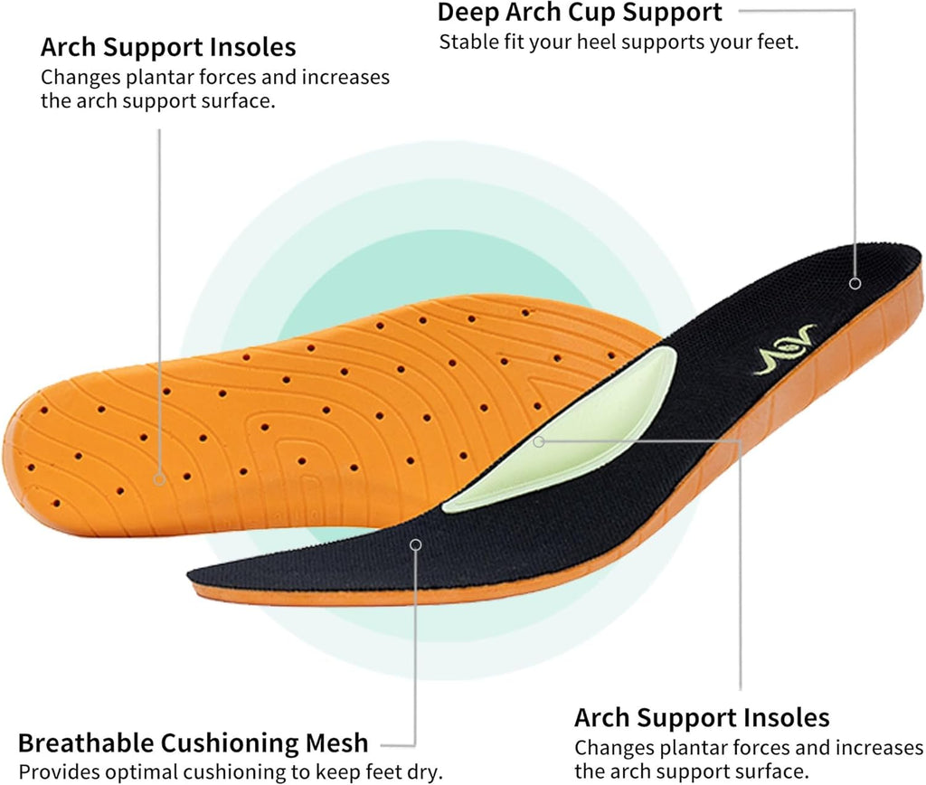QAUPPE Men's Arch Support Sneakers - Orthotic Walking Shoes for Plantar Fasciitis Relief | Wide Fit