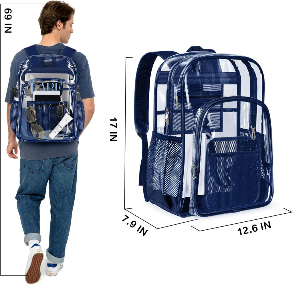 PAMANO Clear Backpack - Heavy-Duty Transparent PVC Bookbag for School, Travel & Security | Unisex Design
