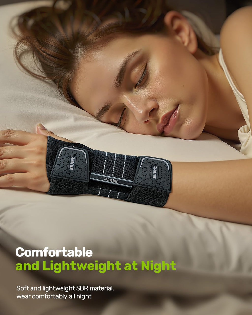 Rakiie Carpal Tunnel Wrist Brace Left Hand, Adjustable Night Wrist Support with 3 Metal Splints, Hand Brace for Men Women No Pressure on Thumb, Splint Stabilizer for Work, Arthritis, Gray Medium