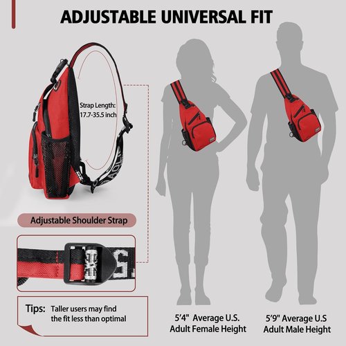 Geestock Convertible Sling Bag - Lightweight Crossbody Backpack with Headphone Hole | Fits 7.9" Tablet, Red