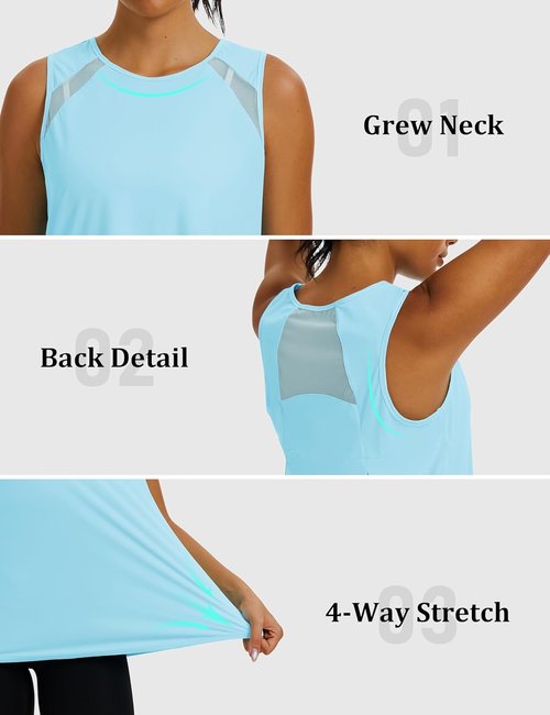 MAGCOMSEN Women's Athletic Tank Top - Quick Dry, Moisture-Wicking Mesh for Gym & Yoga | Sleeveless Design