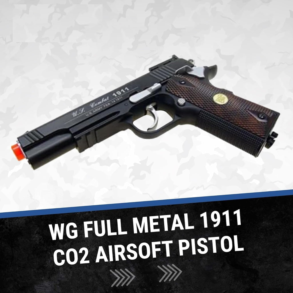 Skiennix Full Metal M1911 Airsoft Gun - 500 FPS CO2 Pistol with 6mm BBs | Realistic Design