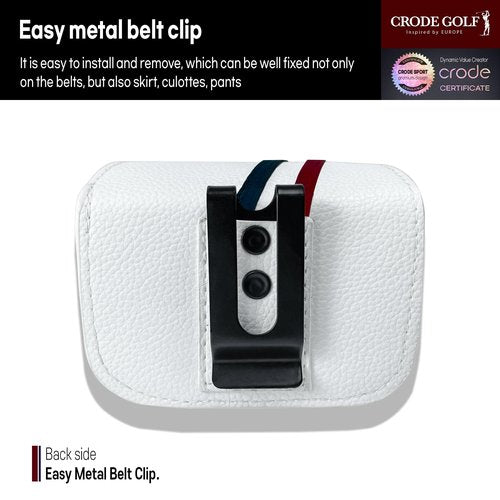 CRODE Golf Ball Bag and Tee Holder with Ball Marker, 3 in 1 Golf Ball Storage Carry Pouch, Premium Leather (2-Ball)