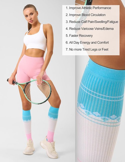 FITRELL Compression Socks for Men & Women - 20-30mmHg Circulation Support - 3 Pairs