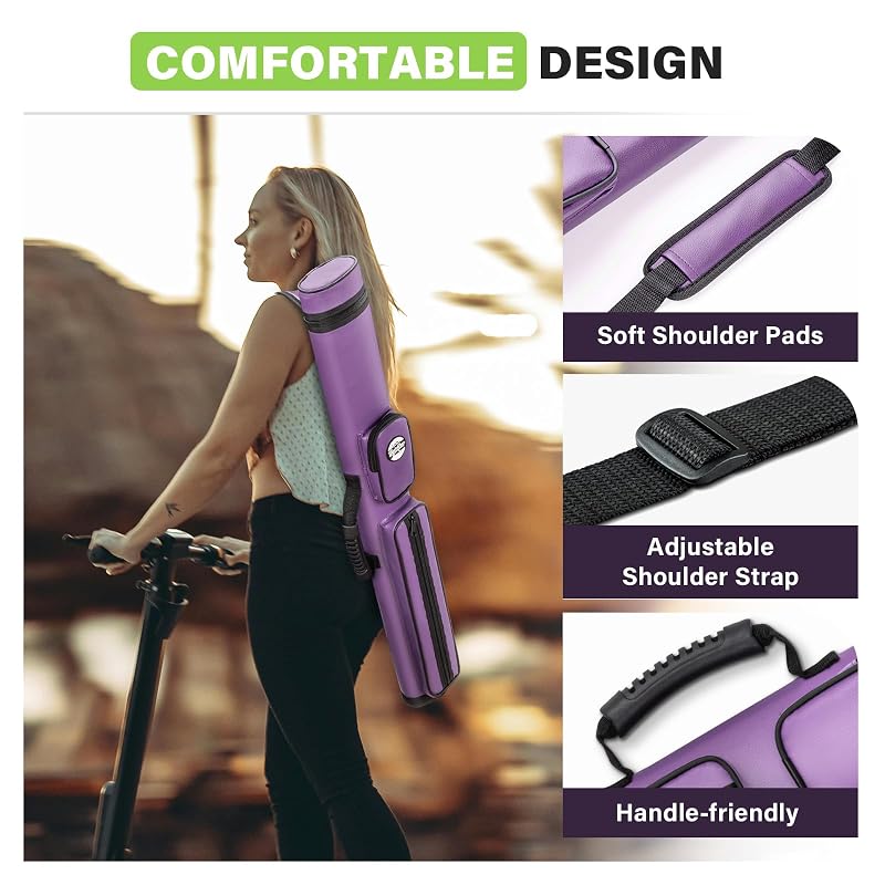 Trymaker Purple 2-Piece Pool Cue Case Up to 58" – 2 Cues, 2 Shafts Hard Billiard Bag