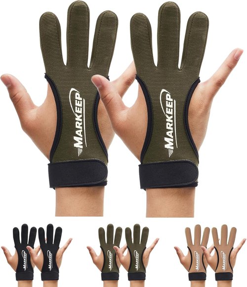 MARKEEP Archery Gloves 2 Pack Shooting Hunting Leather Guard 3-Finger Guard for Youth Adult Man Woman and Beginner Recurve Arrow Bow Archery Protective Gear Accessories