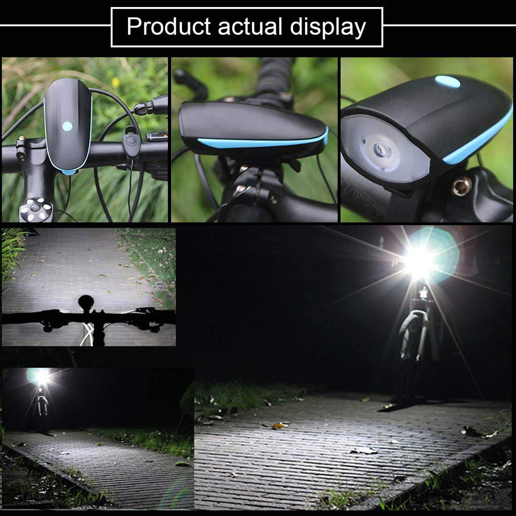 Rechargeable Bike Light With Horn Set, Bicycle Front Light With Bell for Electric Scooter Kids, 2 Modes Sound Siren, 3 Lighting Modes