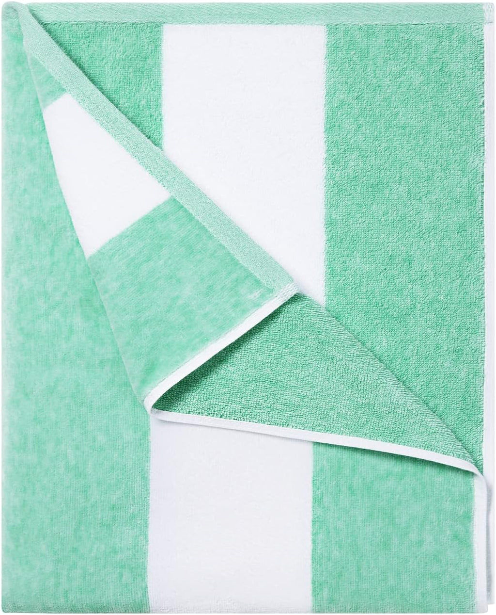 Skiennix Cotton Oversized Beach Towel - Large 70 x 35 Inch Quick-Dry Green Striped Pool Towel