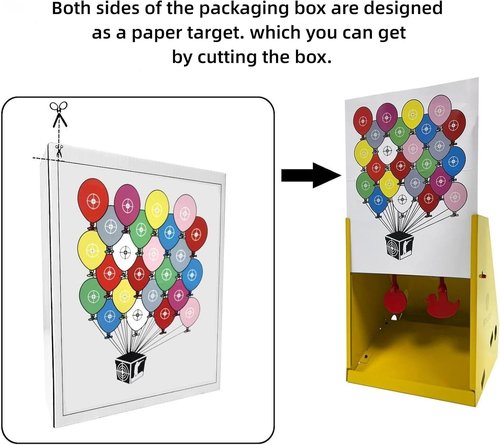 ATFLBOX BB Trap Target - 20 Paper Targets & 2 Metal Silhouettes Spinner - Ideal for Airsoft & Pellet Guns