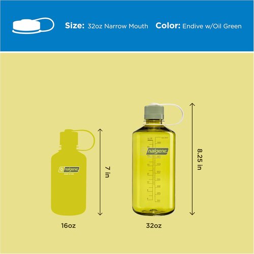 Nalgene Tritan Water Bottle - BPA-Free & Eco-Friendly | 32 Ounces in Endive with Oil Green