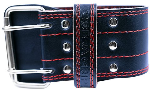 Weight Power Lifting Belt 4” Wide Cobra Grips Premium Genuine Leather Belt for Men & Women Adjustable Weightlifting Back Support (RED, Medium 32"-40")