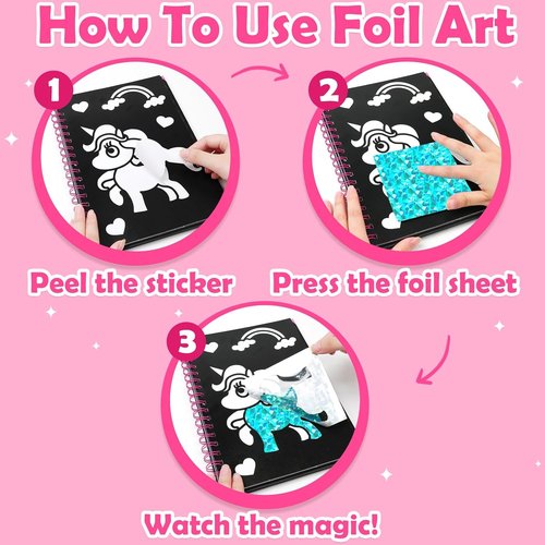 FunnyB&G Foil Art Crafts for Kids | Creative Birthday Gift for Girls Ages 4-8 - Perfect for Mother's Day