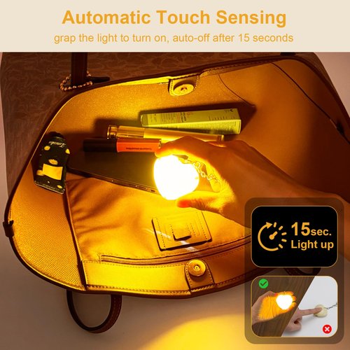 DSCVX Rechargeable Purse Light，2026 New Automatic Touch Sensoring Handbag Light, Upgraded Ultra Bright Bag Night Light, Mini Purse Lights for Women,Girls,Wife,Mother,Friends(1pcs)