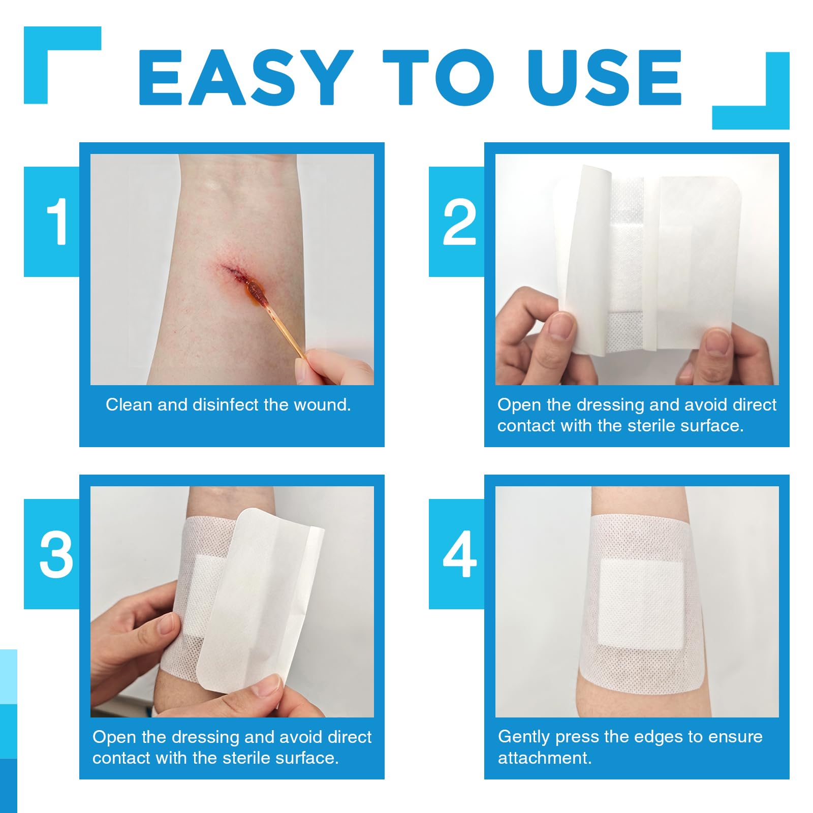 OK TAPE Bordered Gauze Island Dressing 6"x6",25 Count Wrapped Gauze Pads,Non-Woven Sterile Wound Dressing with Highly Absorbent Pad,Soft and Breathable Bandages for Wounds, First Aid