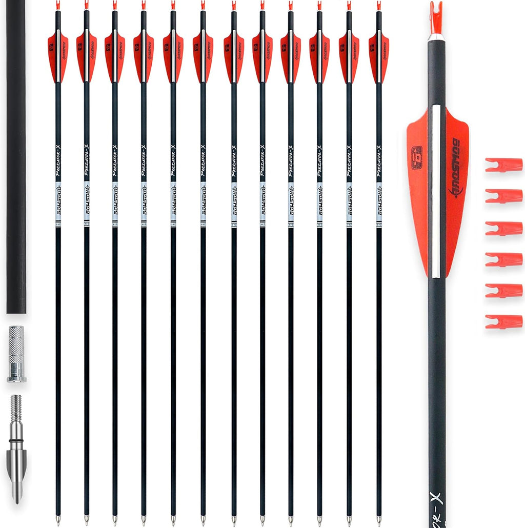 Skiennix 31-Inch Carbon Arrows - Removable Tips for Target Practice | Pack of 12 for Compound & Recurve Bows