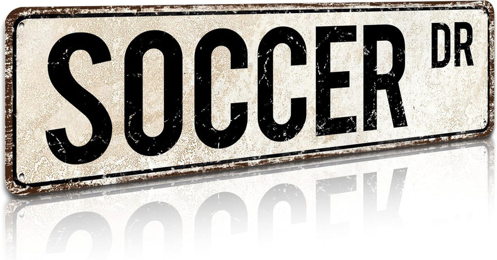 Skiennix Soccer Sign - Metal Wall Art for Fans | 4" x 16" Soccer Player Decor Gift