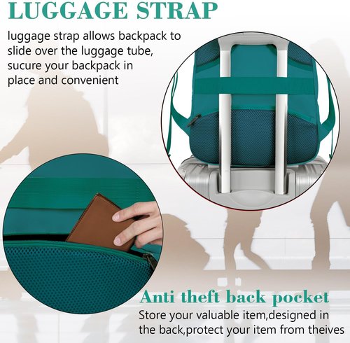 MATEIN Slim Laptop Backpack - Anti-Theft 15.6-Inch Water-Resistant Travel Bag | Peacock Blue