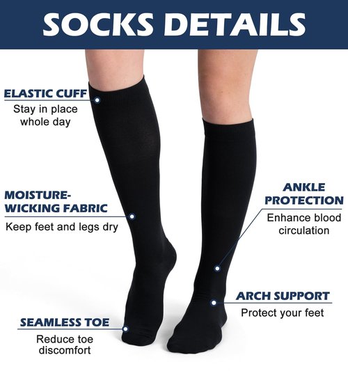 (3 pairs) Compression Socks 20-30 mmHg Long Knee High Socks for Women and Men Black/Darkgrey/Coffee S/M
