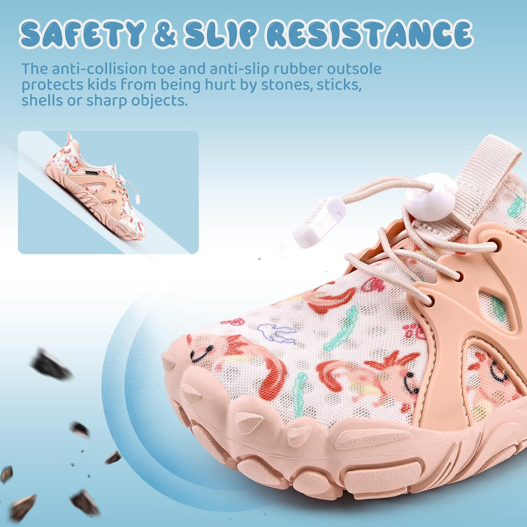WateLves Water Shoes - Fast-Dry Aqua Sneakers for Kids | Comfortable Barefoot Design with Heel Grips