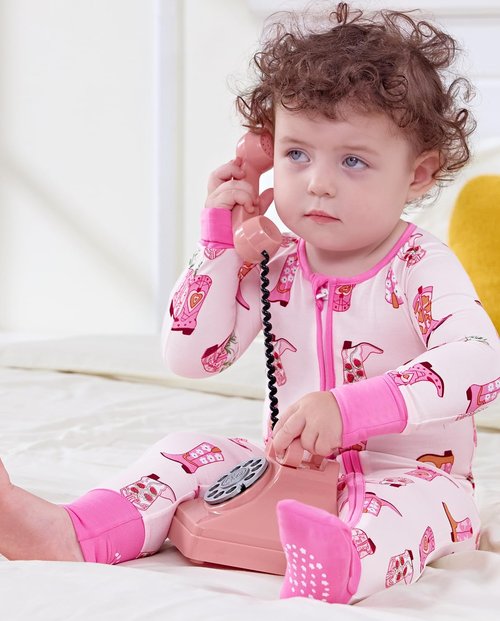 Babee Reshinee Bamboo Viscose Baby Footie Pajamas - Convertible Zipper Onesie for Girls (0-24M)
