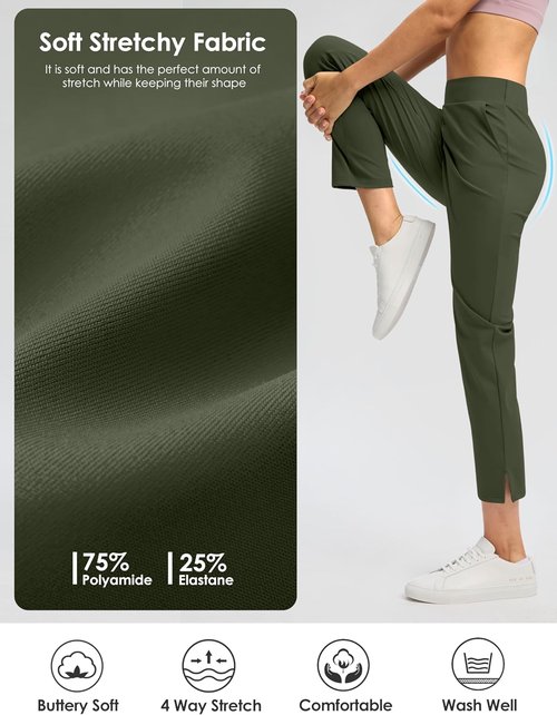 G Gradual Women's Petite Golf Pants - Stretchy Ankle 7/8 Style with 3 Pockets & Inner Drawstring