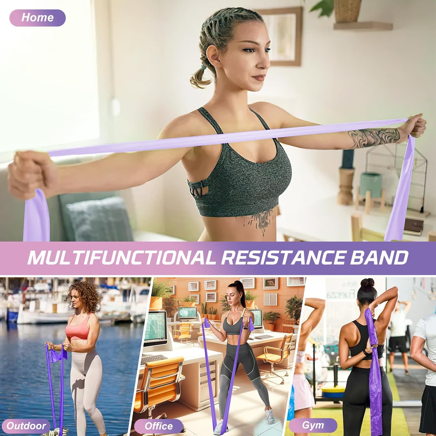 Skiennix Resistance Bands - Professional Elastic Stretch Bands for Fitness | 5 Pcs Set for Yoga & Strength Training