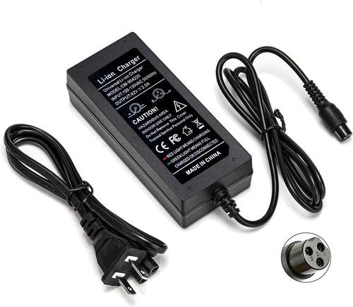 42V 2A Battery Charger - Fast Supply Adapter for 36V Scooter Lithium Battery | 8mm 3 Prong Connector