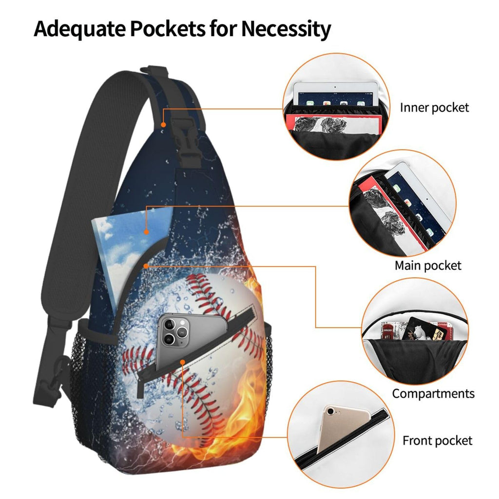 VOOHDDY Baseball Ball Cool Sling Bag For Men Women Travel Hiking Backpack Crossbody Shoulder Chest Bags Casual Daypack Sport