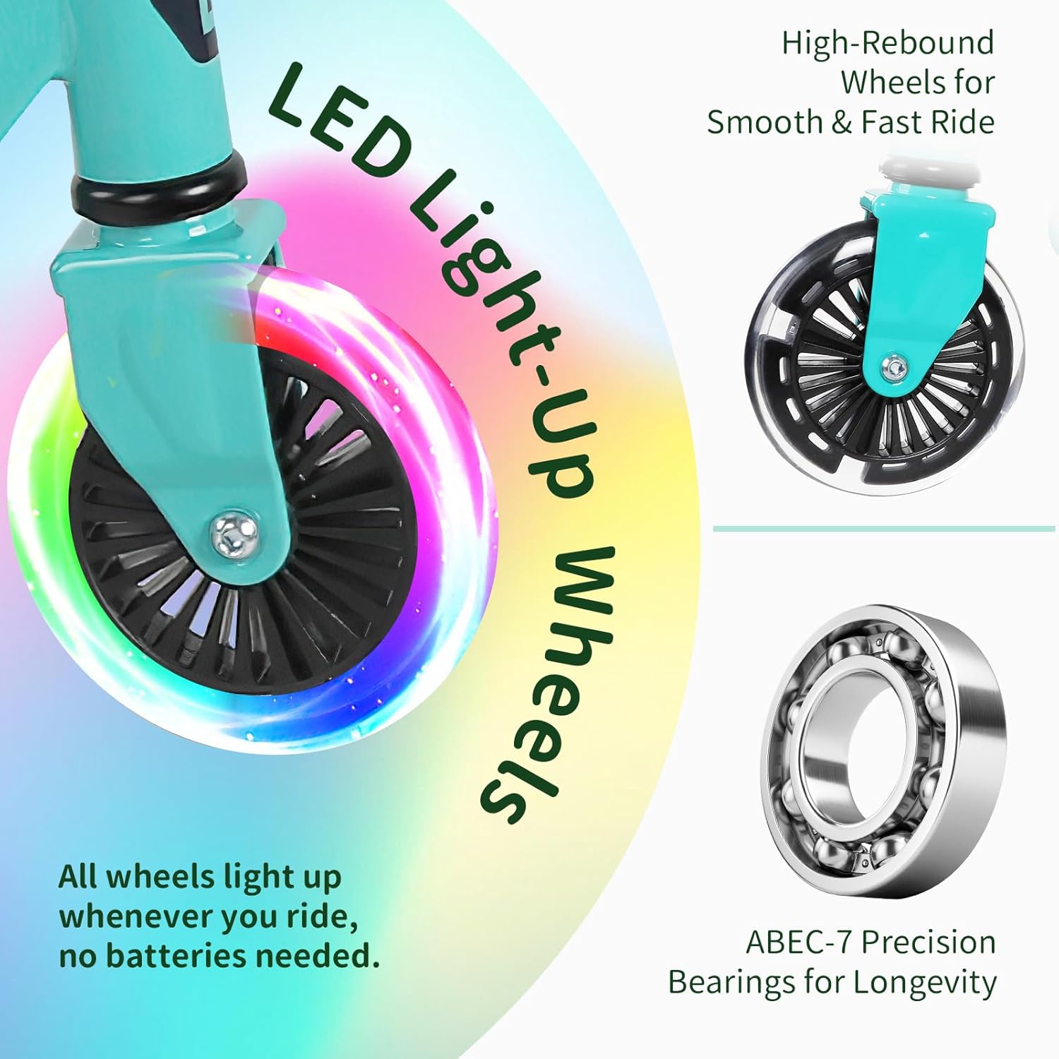 BELEEV V2 Kids Scooter - Light-Up Wheels, Adjustable Height, Non-Slip Deck | Lightweight Folding Design for Ages 3-12