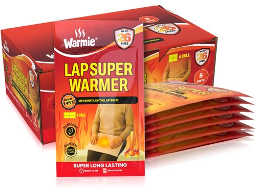 Warmie Super Warmer for Lap & Body | All Natural & Safe, Easy & Comfort, Instant & Quick Heat | Air Activated, Last-Longer, Bigger & Wider size | Steady Heating for Cold Temperature, Odorless, 5 packs