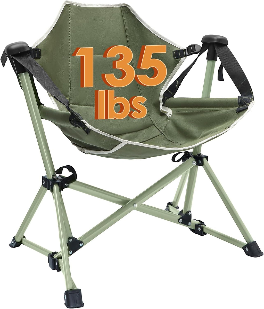 Skiennix Kids Hammock Chair - Adjustable & Portable Folding Camping Chair | Green, Supports 135 LBS