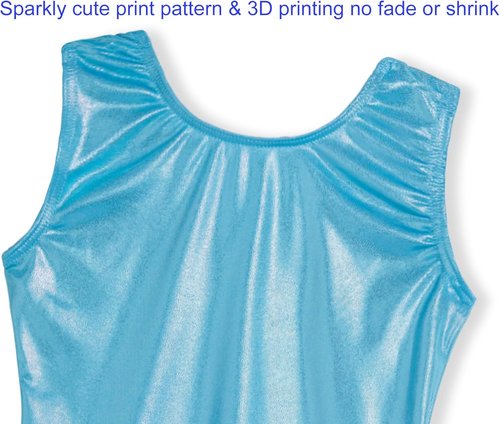 Domusgo Gymnastics Leotard for Girls - Sparkly One-Piece Pro Unitard with Shorts | Kids Size