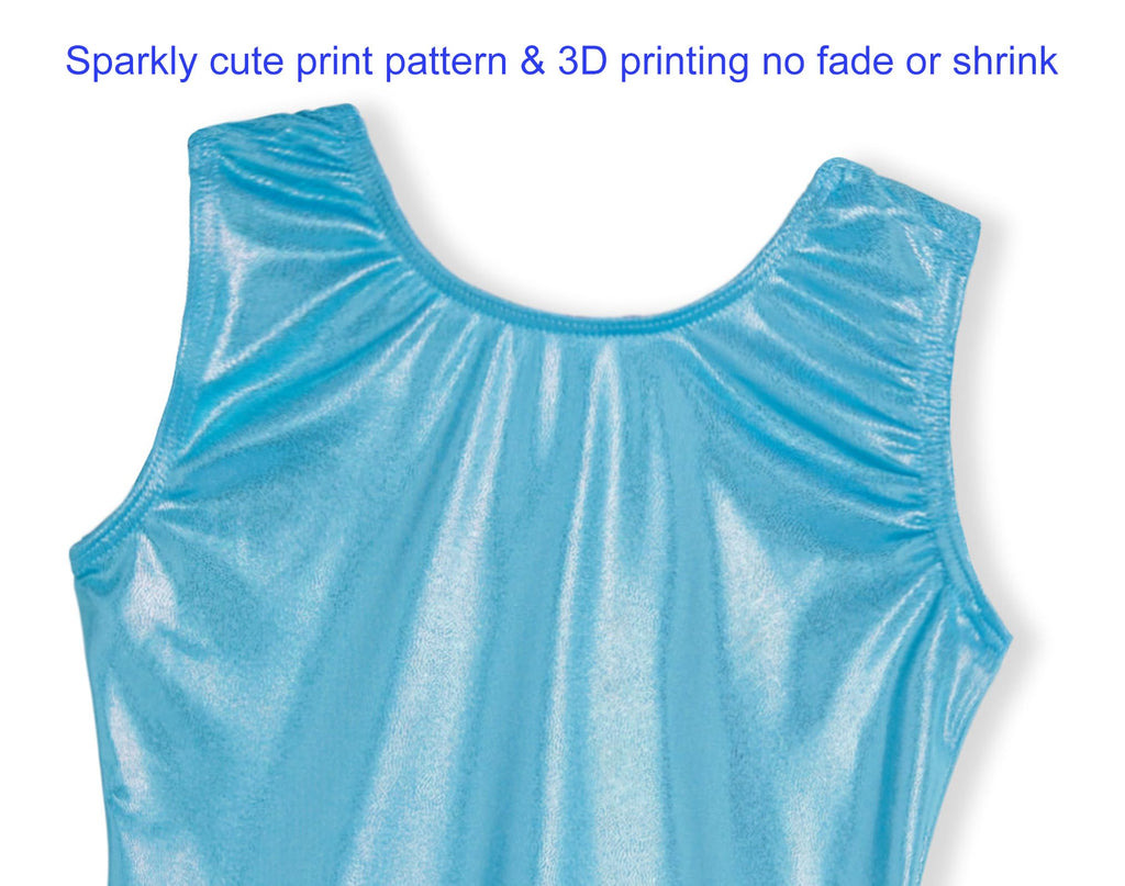 Domusgo Toddler Girls Gymnastics Leotards Size 2t 3t Sparkle Metallic Solid Blue Biketard with Shorts