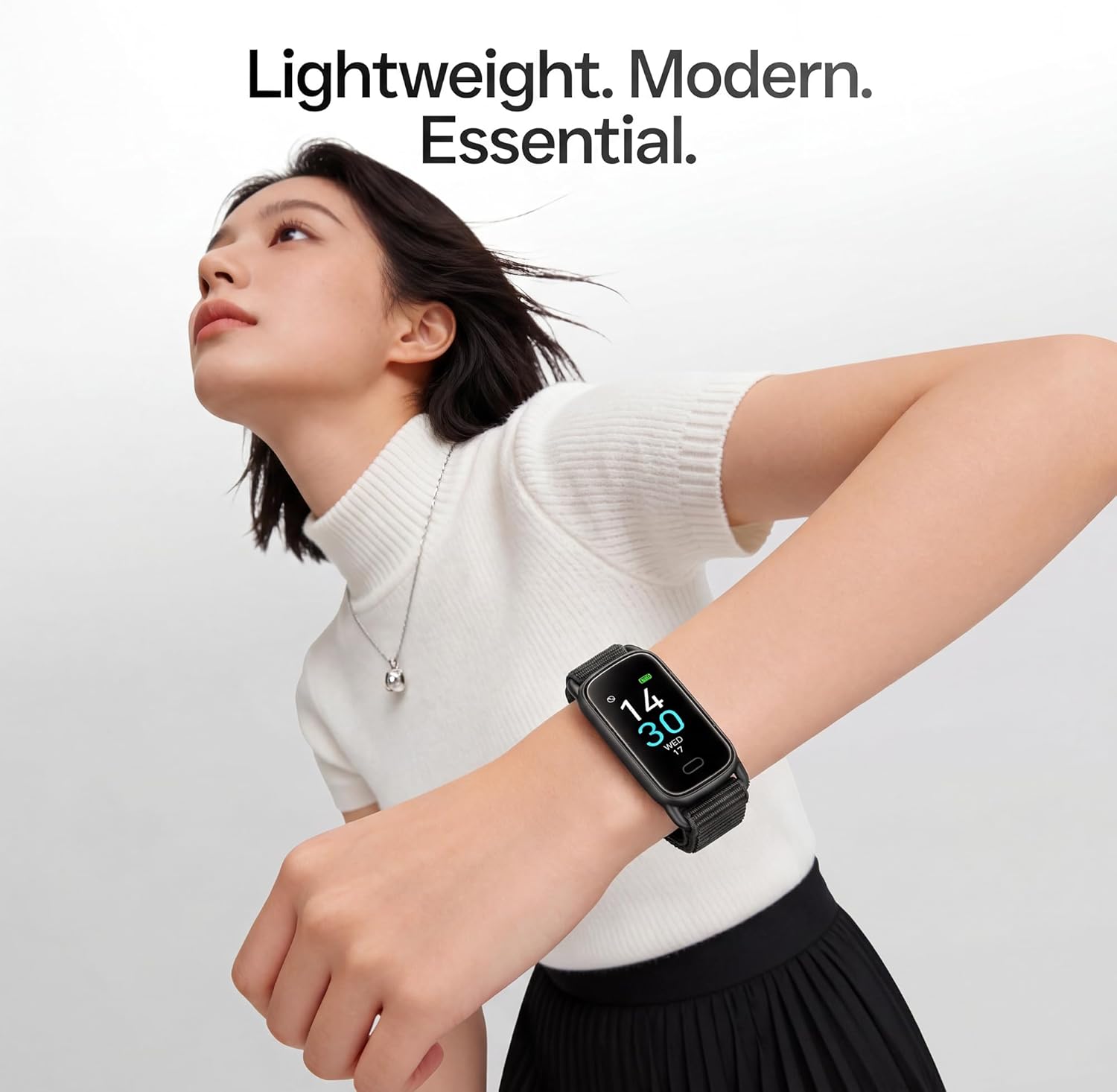 Skiennix Lightweight Fitness Tracker - AI Sleep Insights, Heart Rate & SpO2 Monitoring | IP68 Waterproof, 16 Sport Modes (Black)