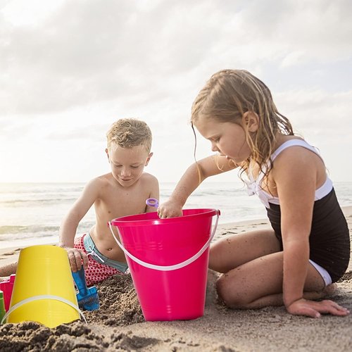Holady Large Sand Beach Buckets - Fun Water Pails for Summer Parties | 4 Pack