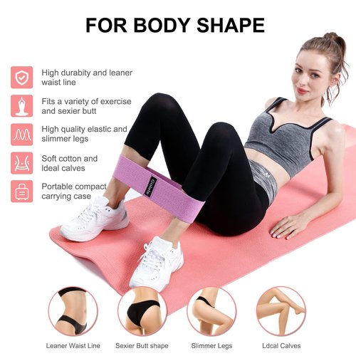 GOLELE Resistance Bands for Working Out 3 Booty Bands- Light Medium Heavy Fabric Exercise Bands for Home Gym, Full Body Workouts, Legs, Hip, Glutes, Arms, Yoga, Latex Fitness Bands for Women and Men