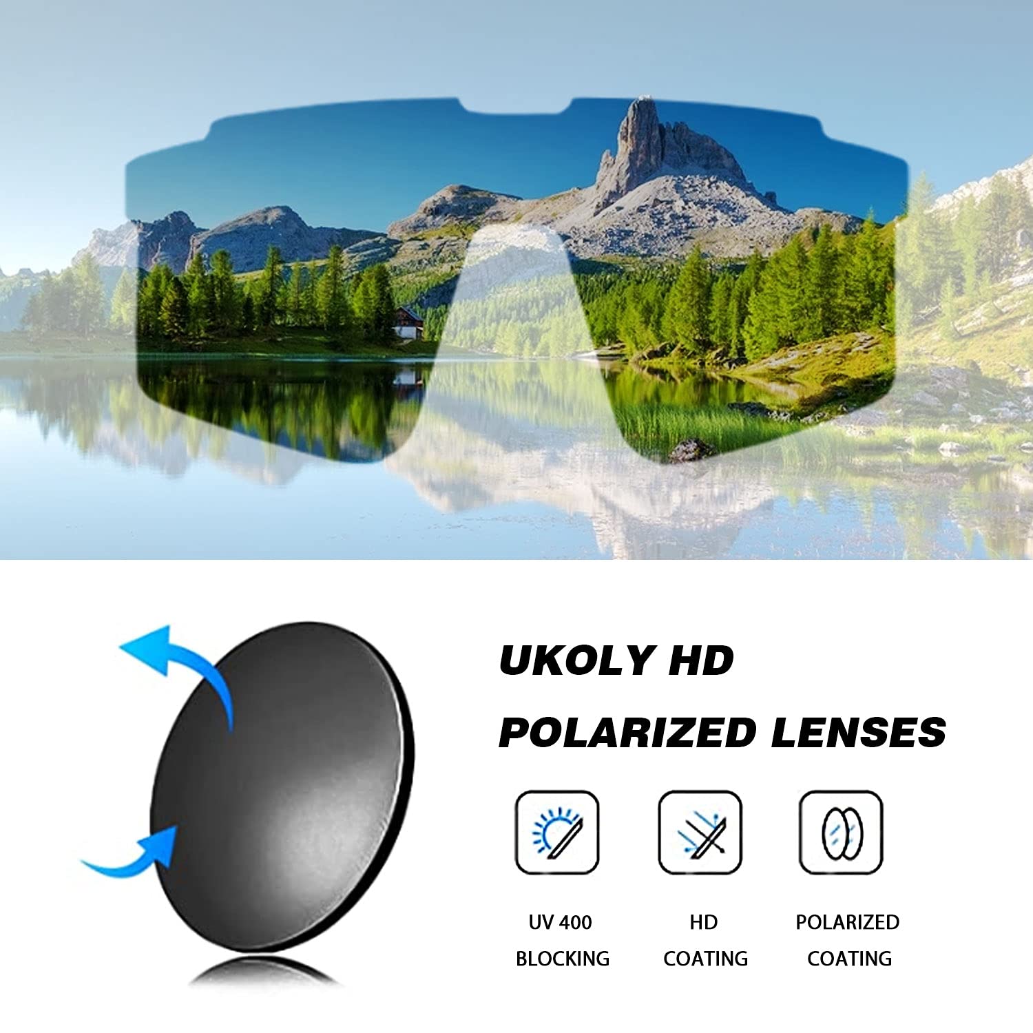 Ukoly Cycling Sunglasses for Men & Women - 3 Interchangeable Lenses, Polarized Sports Sunglasses