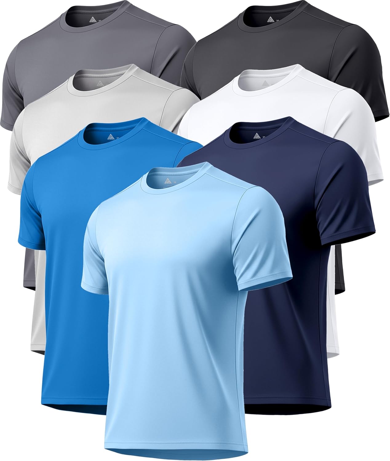 ZITY Men's UPF 50+ Rashguard T-Shirts - 7 Pack Athletic Workout Tees for Sun Protection & Fast Drying