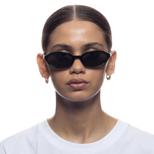 Le Specs Lunita Sunglasses - Black, Oval, Unisex, Minimalist Y2K Style