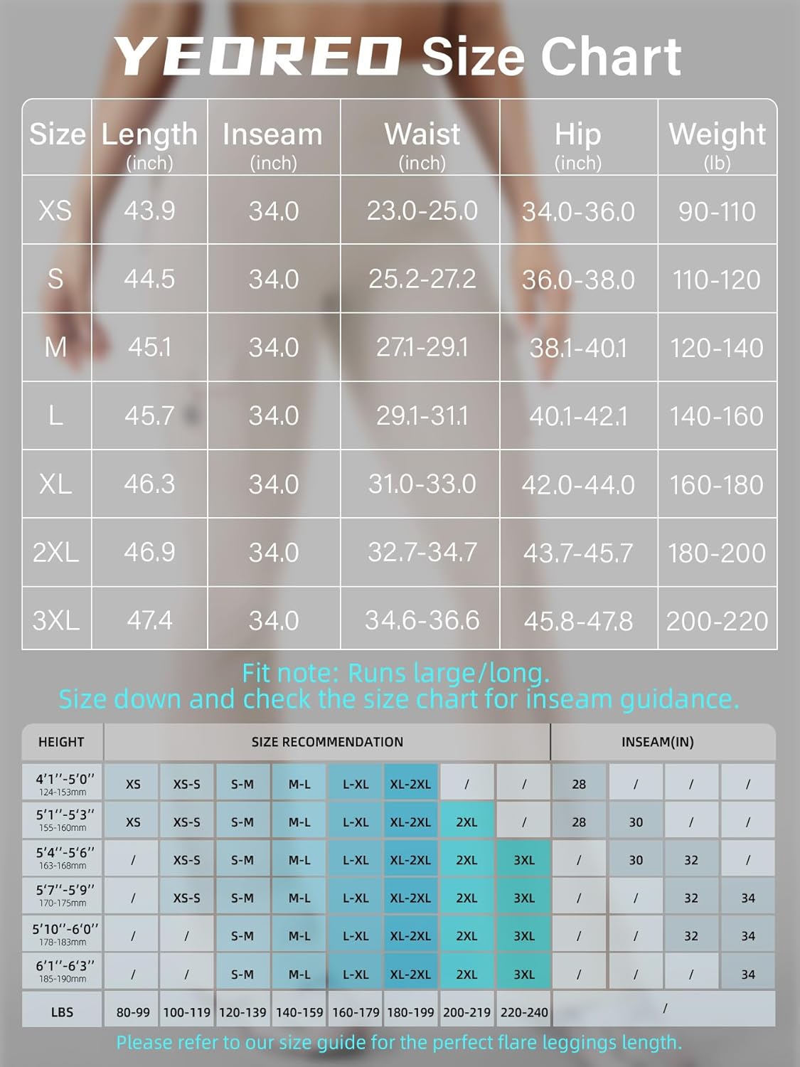 YEOREO CoreFlex Women's High-Waisted Flare Leggings - Hidden Pockets & No Front Seam for Gym & Yoga