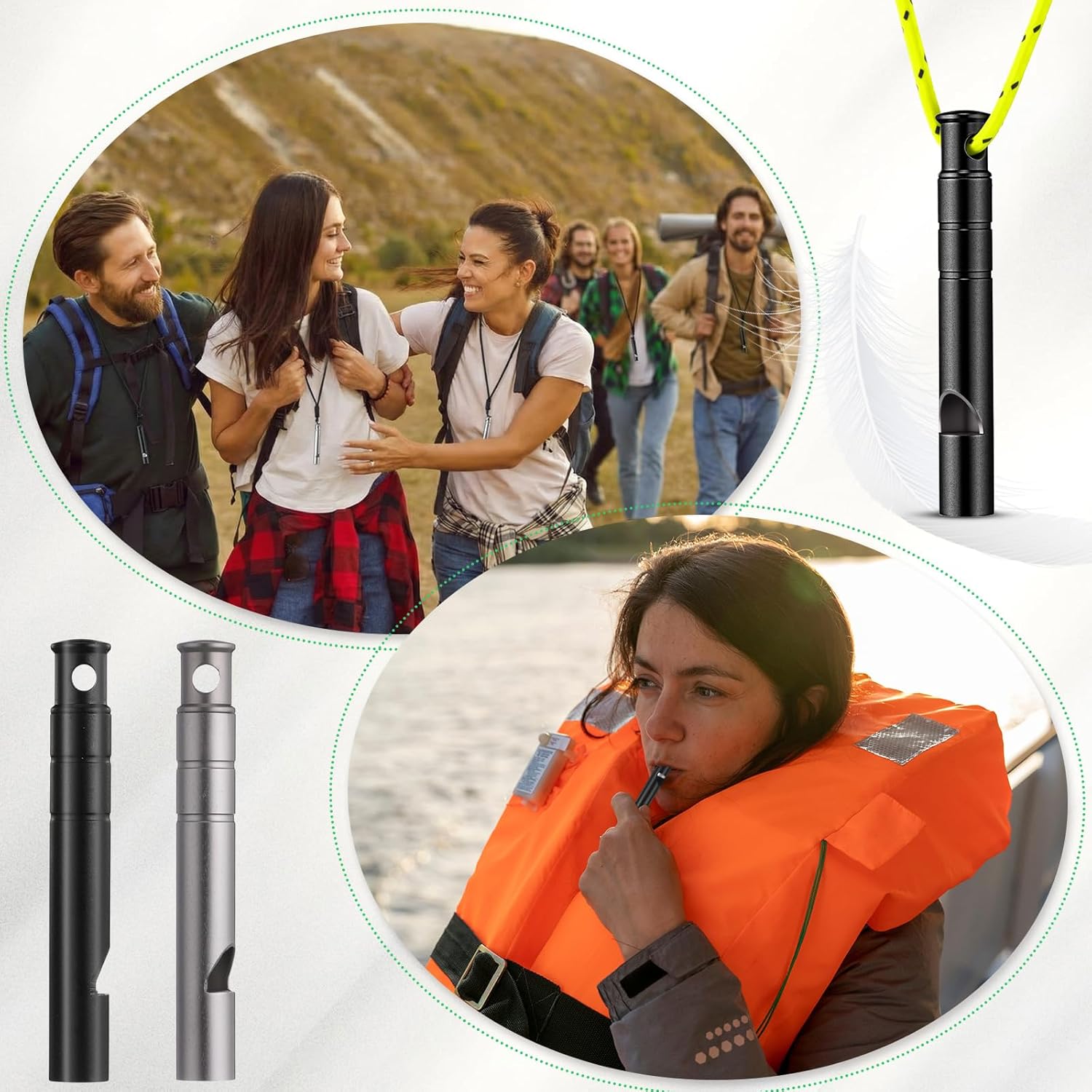Seenelling 8 Pcs Titanium Emergency Whistle - Loud 120dB Survival Safety Whistle for Outdoor Adventures