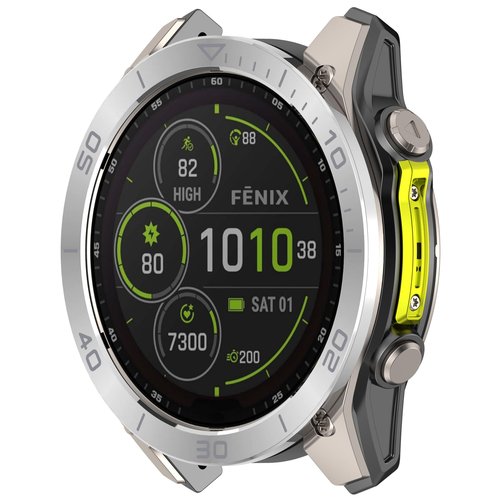 Bezel Rings Compatible with Garmin Tactix 8 AMOLED 47MM 51MM Bezel Metal Round Cover Anti-Scratch Protector Frame Case Loop,Without Screen (Black&Silver, 51MM,)