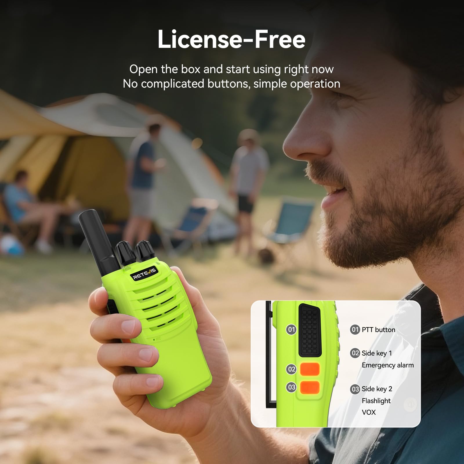 Retevis H-777 Walkie Talkies, Portable FRS Two way Radios Long Range, VOX Handsfree, Rechargeable Walkie Talkies for Adults, Li-ion Battery and Charger Base for Traveling Biking Camping Hiking(1 Pair)