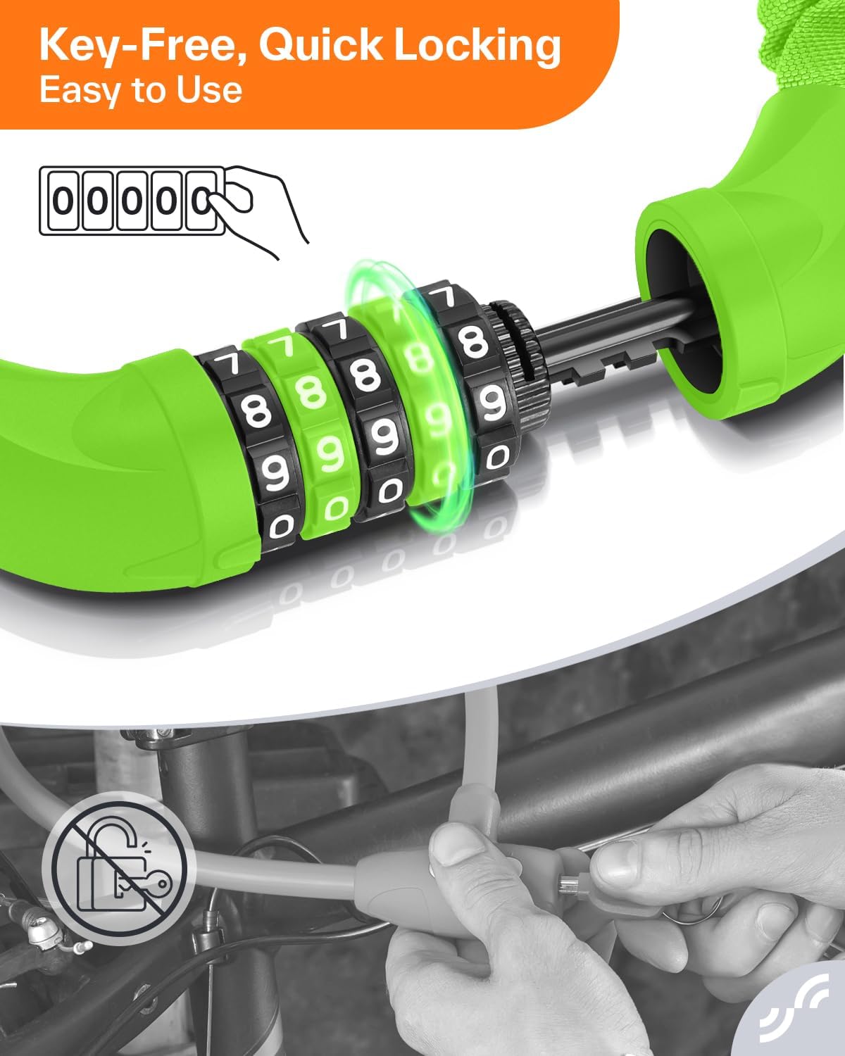 Sportneer Bike Lock - High Security 5 Digit Combination Anti-Theft Chain Lock | 3.2/3.6/4ft Heavy Duty for Bikes, Motorcycles, Scooters, Doors & Gates - 4/6mm Thick, Keyless Design