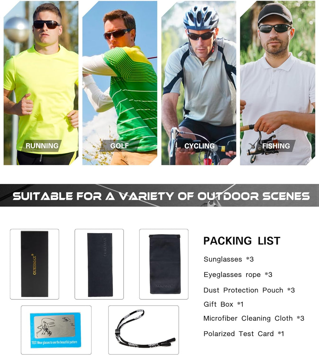 Polarized Sunglasses | UV400 Protection for Men & Women - Ideal for Fishing, Running, Driving