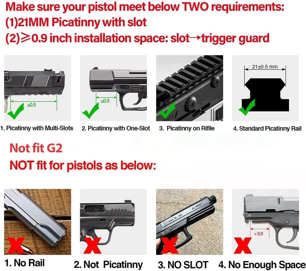 SOLOFISH Laser Sight for Pistol - Rechargeable Green/Red/Blue with Picatinny Rail