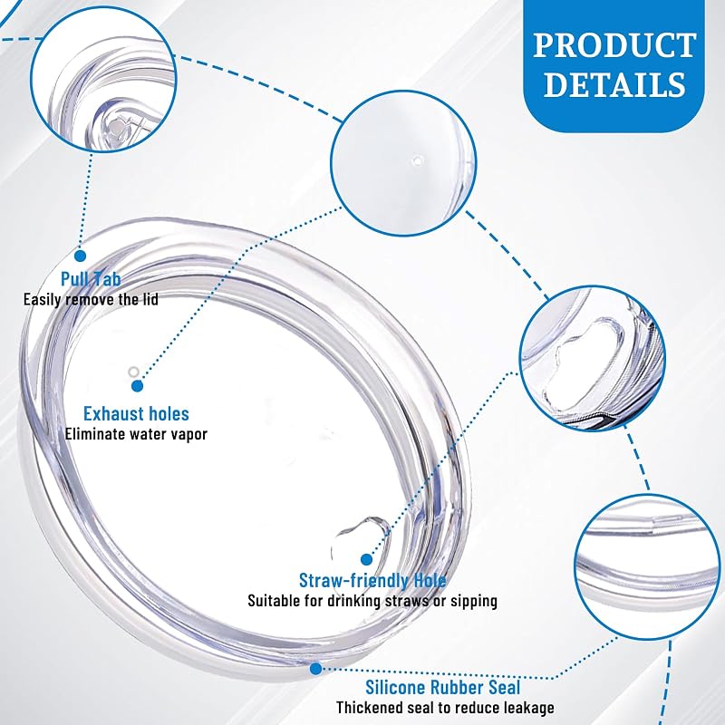 4 Pack Replacement Lids for 12 oz Wine Tumbler, Travel Spill Proof