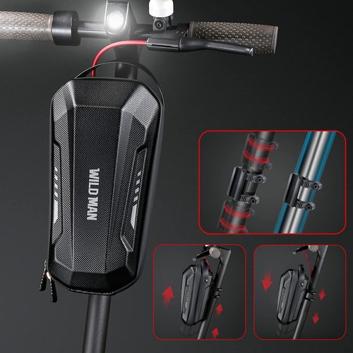 Scooter Storage Bag, Waterproof Electric Scooter Handlebar Bag, Durable EVA Hard Shell Front Bag for Mijia M365/M365 Pro/Segway ES1/ES2/ES3 for Kick Scooters Carrying Wallet Charger Repair Tools (2L)