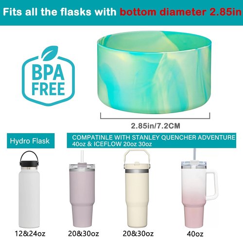 HEYSKAY Silicone Boot Base - 2pcs Protective Flask Cover for Stanley Quencher & Hydro Sport Bottles